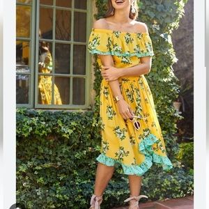 Matilda Jane Medium Hooked On a Feeling Yellow Floral Midi Dress